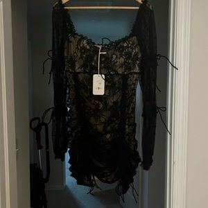 New black and nude lace dress adjustable